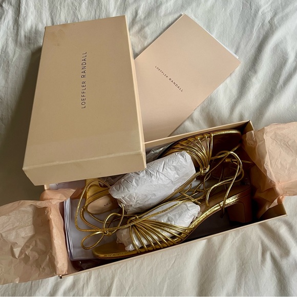 Loeffler Randall Riley Gold Lace Up Sandal Size 8.5 - Picture 5 of 10